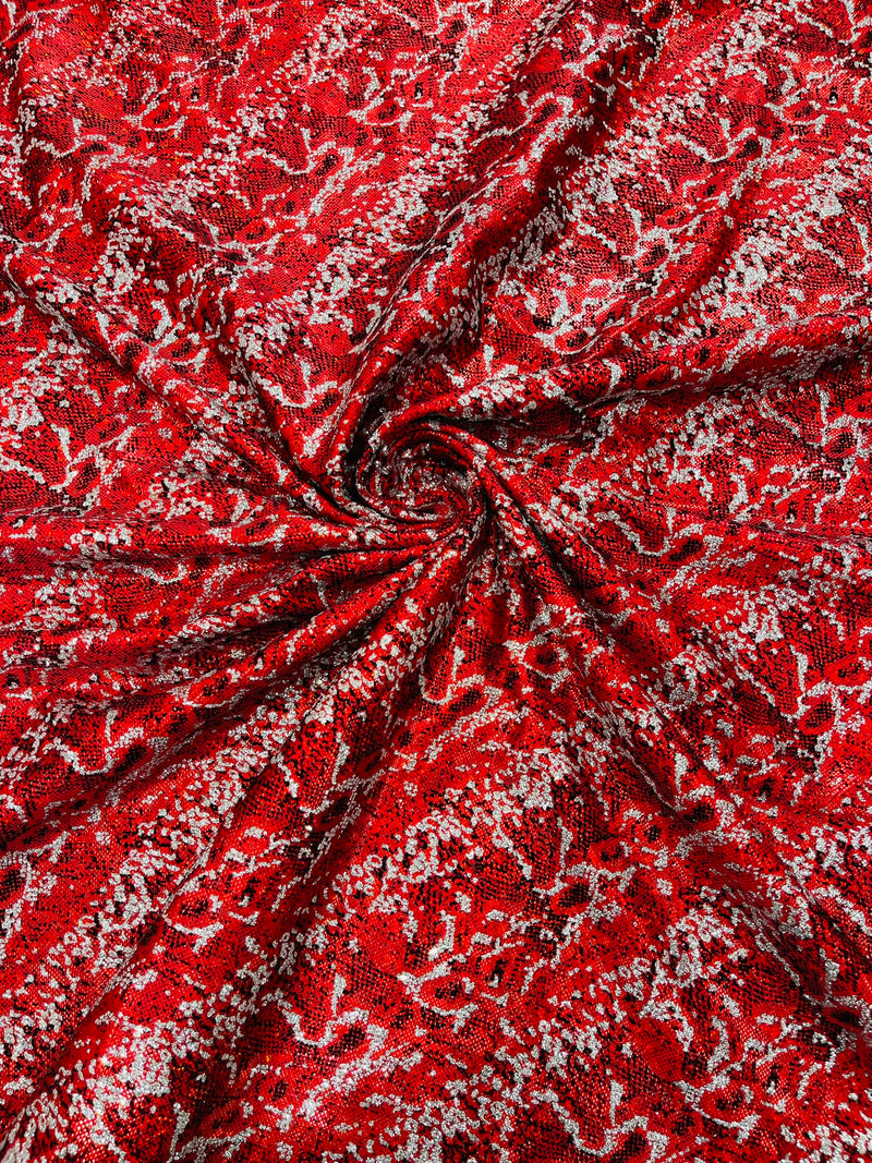 Snake Design Shattered Glass Nylon Spandex Fabric, 4-Way Stretch, by The Yard.