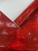 Crocodile Embossed PVC Holographic Vinyl Fabric / .Upholstery Crafting Accessories Applications Glossy Iridescent