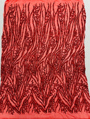 Vine/Root Sequin 4 Way Stretch Mesh Fabric, by The Yard.