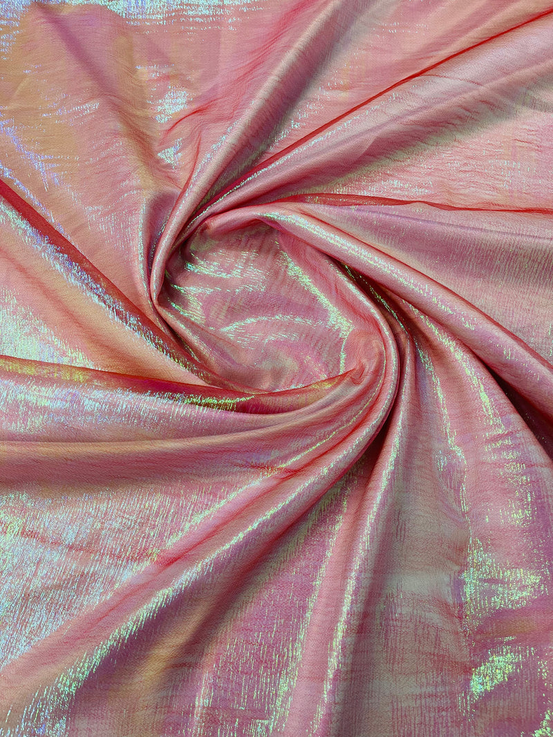 Red Solid Crush Iridescent Shimmer Organza Fabric 45" Wide, Sold by The Yard.