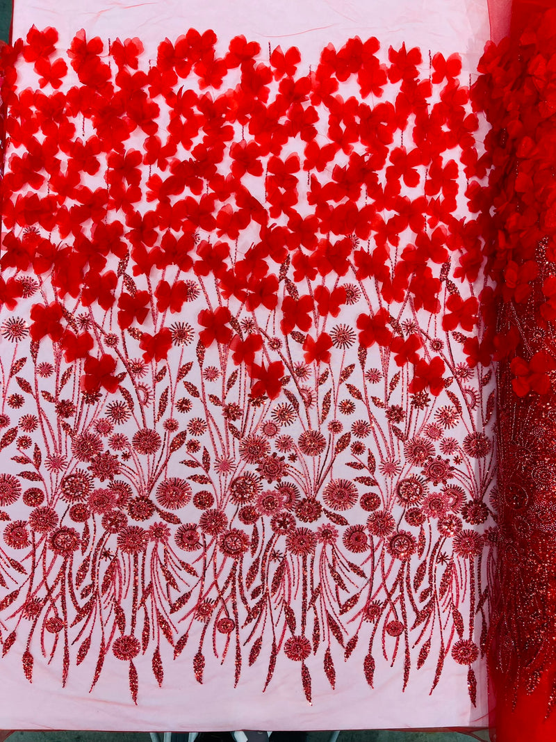 Luxury 3D Floral/Butterfly Beaded lace, by The Yard.