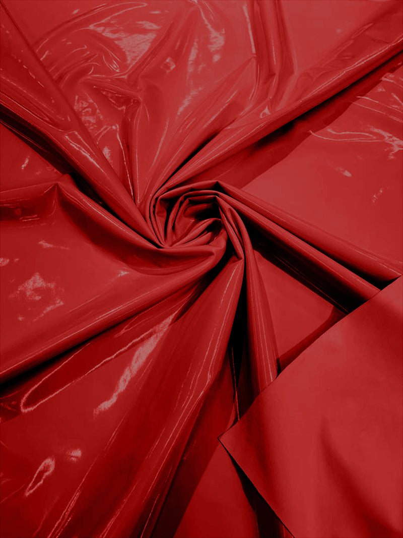 Red - Spandex Shiny Vinyl Fabric (Latex Stretch) - Sold By The Yard