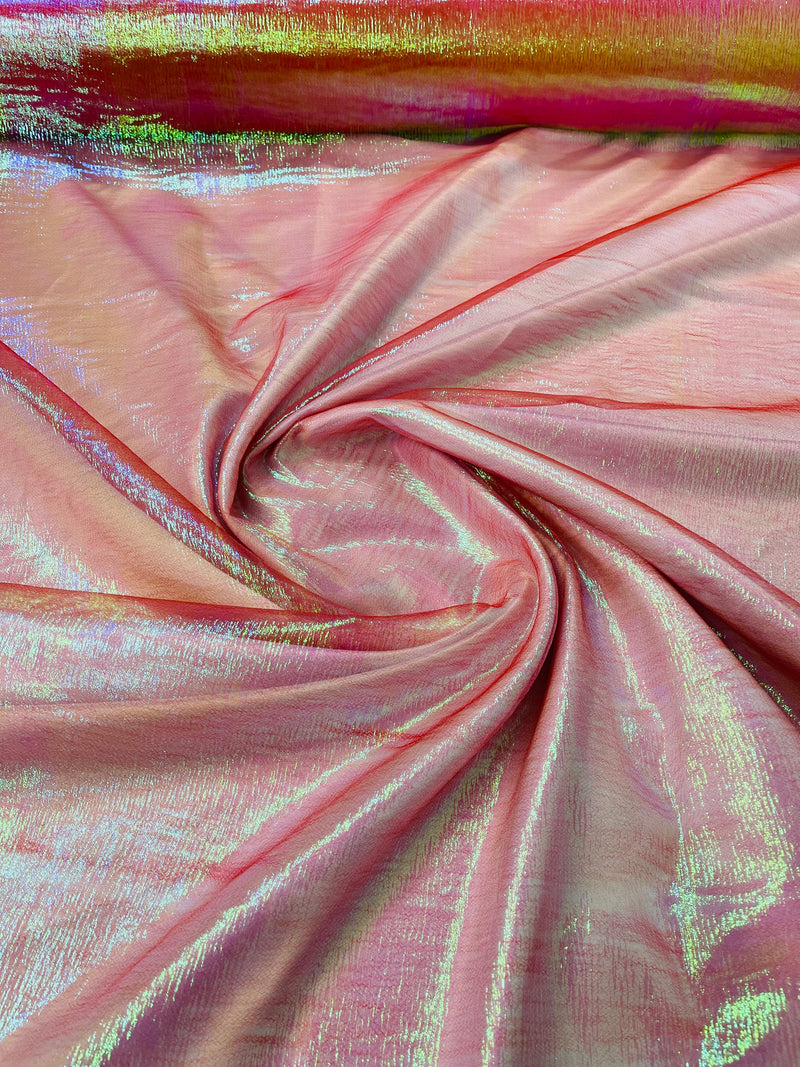 Red Solid Crush Iridescent Shimmer Organza Fabric 45" Wide, Sold by The Yard.