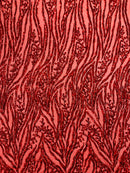 Vine/Root Sequin 4 Way Stretch Mesh Fabric, by The Yard.