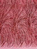 Fashion Glitter Design On A Mesh Lace Fabric/Prom.