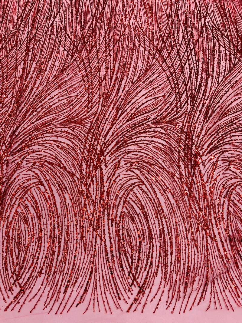 Fashion Glitter Design On A Mesh Lace Fabric/Prom.