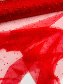 Pearl Glitter Studded Mesh, 2-Way Stretch Shimmer Mesh Fabric, Sold by the yard.