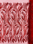 Luxury Festival Beaded Vine Lace Fabric, by The Yard.