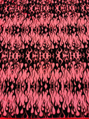 Power Mesh with Black Flocking Flames and Red Glitter Fabric-60” Wide-Hot Rod.