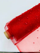 Pearl Glitter Studded Mesh, 2-Way Stretch Shimmer Mesh Fabric, Sold by the yard.