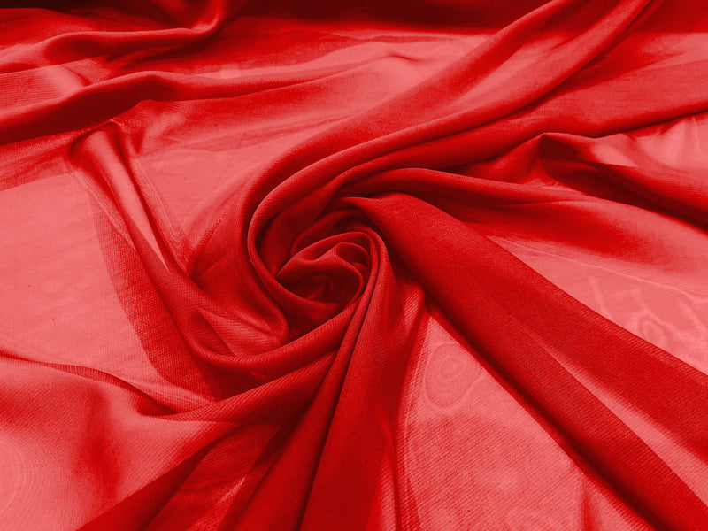 Red 58" Wide 100% Polyester Soft Light Weight, See Through Chiffon Fabric ByTheYard.