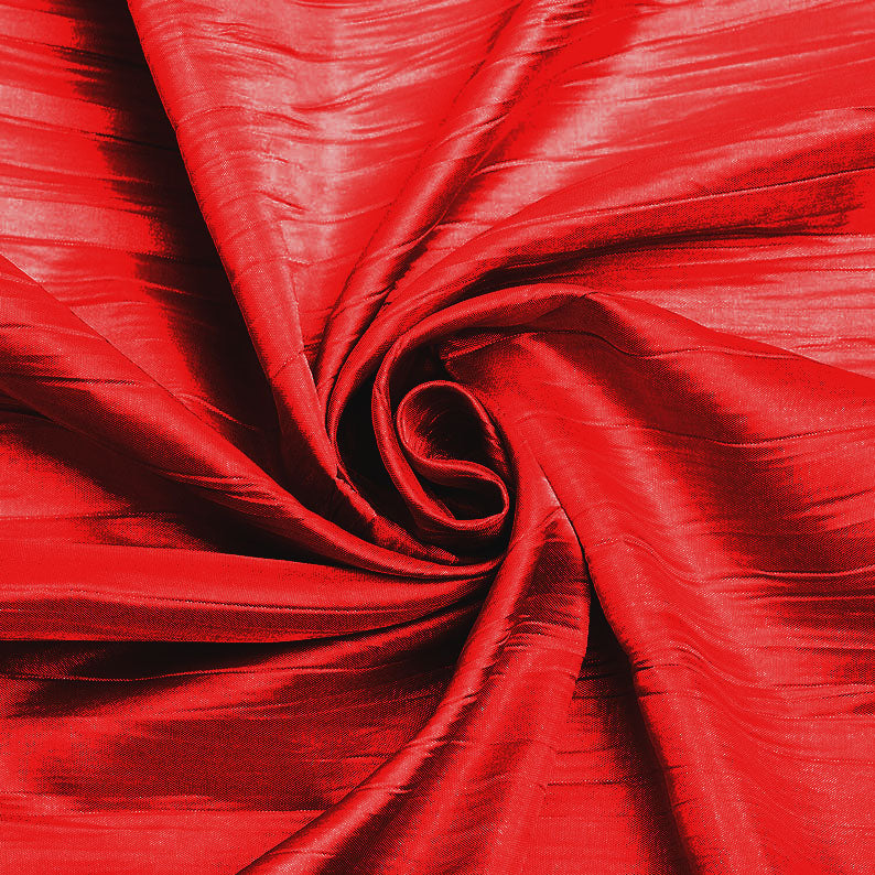 Red - Crushed Taffeta Fabric - 54" Width - Creased Clothing Decorations Crafts - Sold By The Yard