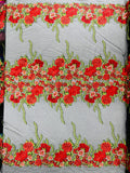 Roses Multi Color Floral Design Embroider On Mesh Lace (by the yard)