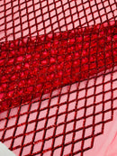 Luxury Diamond Design Mini Glitz Sequins On A Mesh Fabric