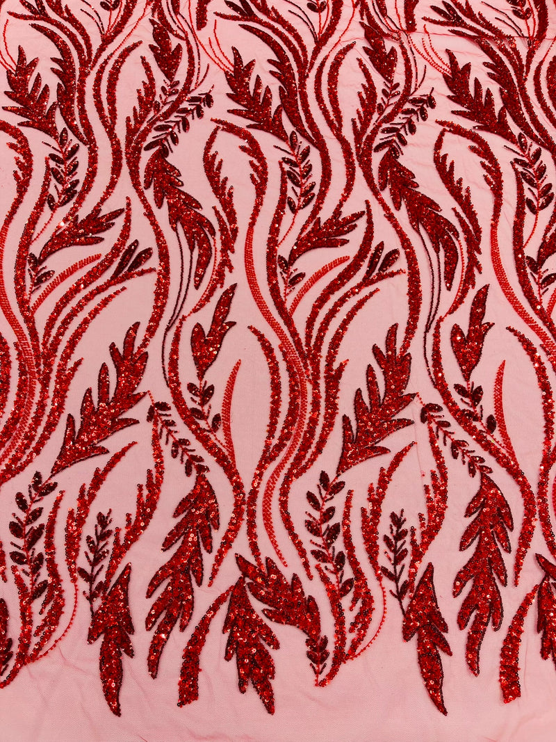 Luxury Festival Beaded Vine Lace Fabric, by The Yard.