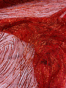 Fashion Glitter Design On A Mesh Lace Fabric/Prom.