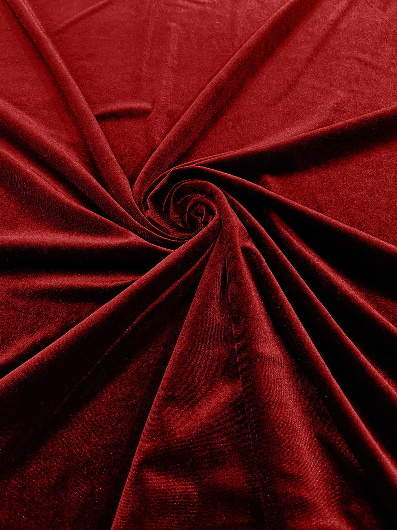 Red Solid Stretch Velvet Fabric  58/59" Wide 90% Polyester/10% Spandex By The Yard.