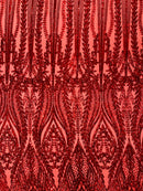 Damask design with sequins embroider on a 4 way stretch mesh fabric (By The Yard)
