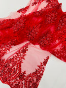 Classic Beaded Damask Lace, by The Yard.