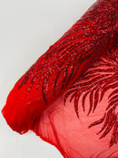 PHOENIX FEATHER SEQUIN ON STRETCH MESH FABRIC (By The Yard)