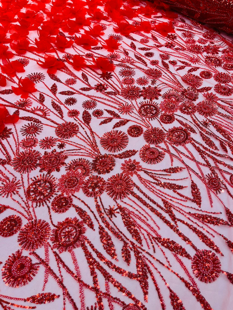 Luxury 3D Floral/Butterfly Beaded lace, by The Yard.