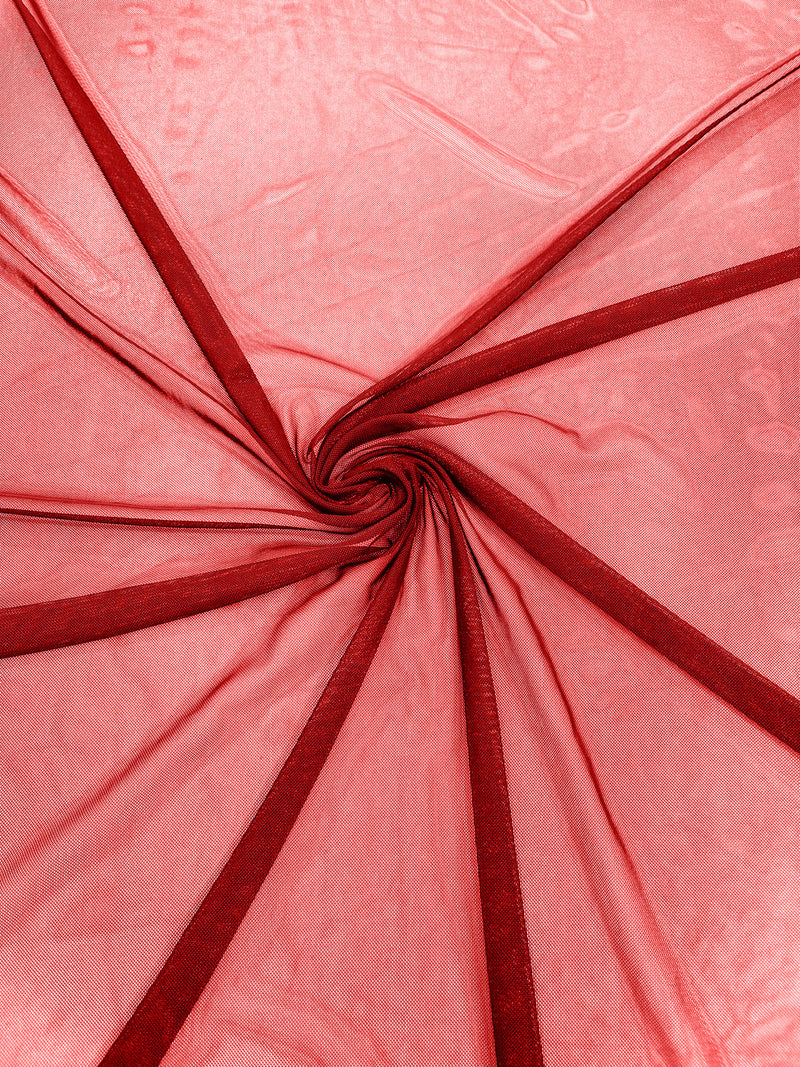Red 60" Wide Solid Stretch Power Mesh Fabric Spandex/ Sheer See-Though/Sold By The Yard.