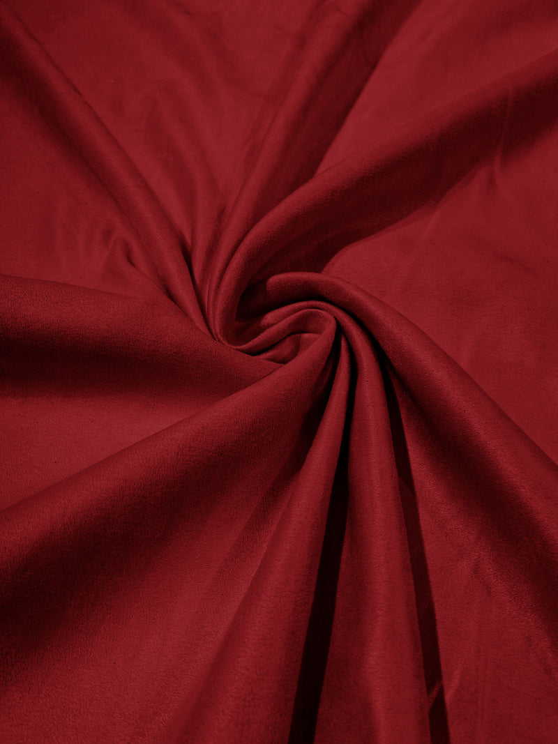 Red Faux Suede Polyester Fabric | Microsuede | 58" Wide.