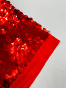 JUMBO OVAL SEQUINS ON MESH FABRIC (By The Yard)