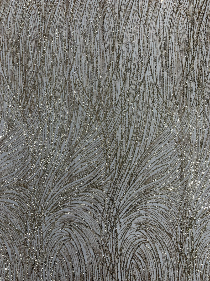 Fashion Glitter Design On A Mesh Lace Fabric/Prom.