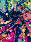 JUMBO OVAL SEQUINS ON MESH FABRIC (By The Yard)