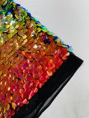 JUMBO OVAL SEQUINS ON MESH FABRIC (By The Yard)