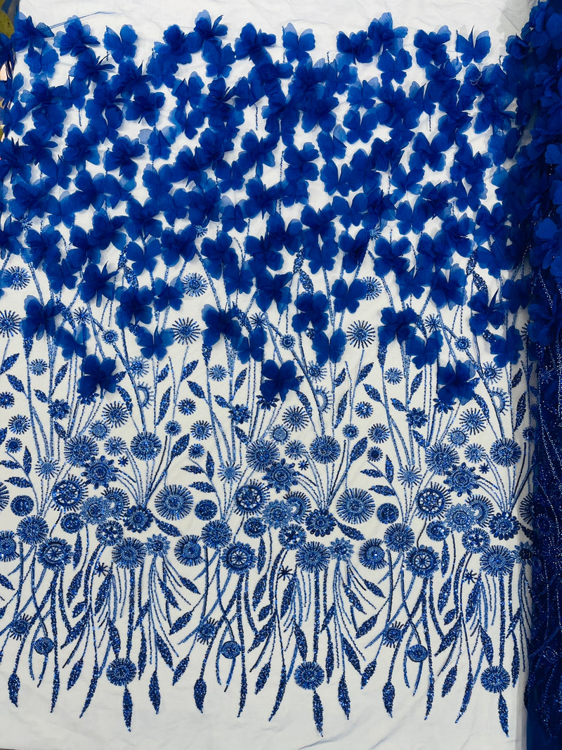 Luxury 3D Floral/Butterfly Beaded lace, by The Yard.