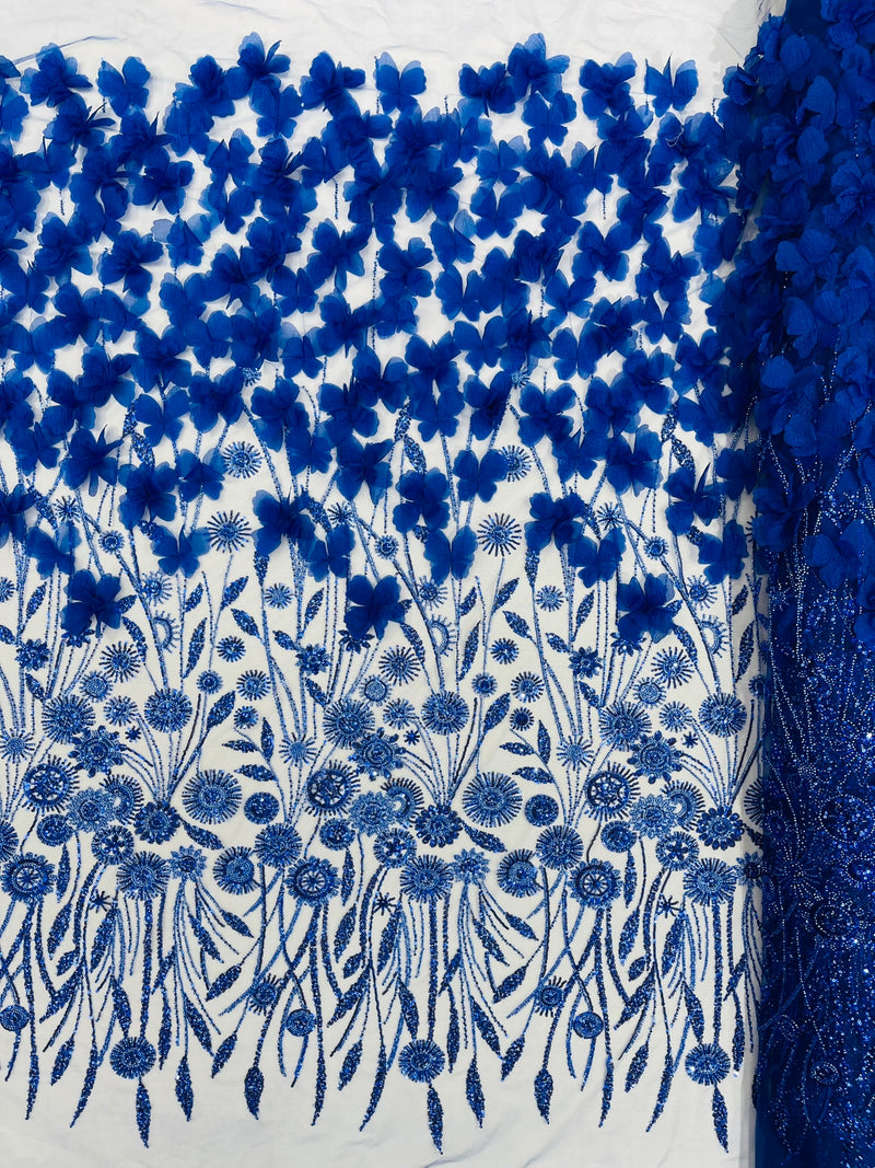 Luxury 3D Floral/Butterfly Beaded lace, by The Yard.