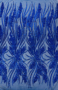 Feather damask shiny sequin design on a 4 way stretch mesh Fabric-sold by The yard.