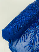 PHOENIX FEATHER SEQUIN ON STRETCH MESH FABRIC (By The Yard)