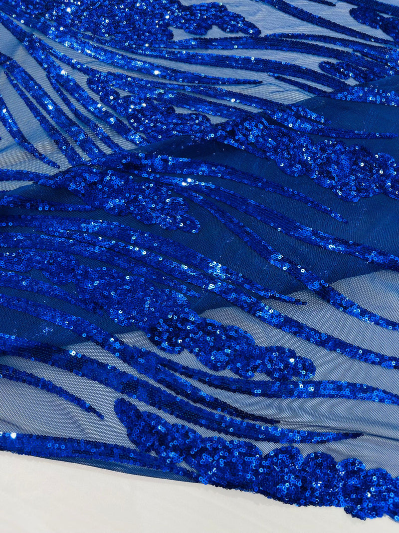 Feather damask shiny sequin design on a 4 way stretch mesh Fabric-sold by The yard.