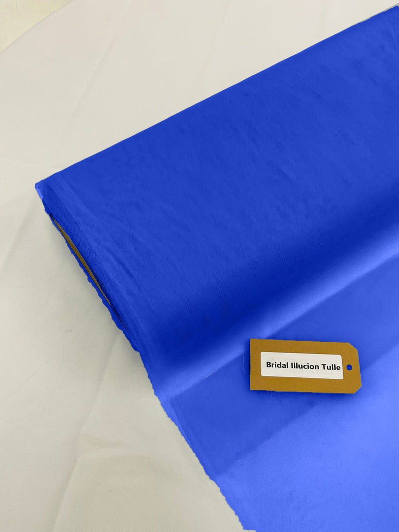 Royal Blue - Bridal Illusion Tulle 108"Wide  Polyester Premium Tulle Fabric Bolt, By The Roll.