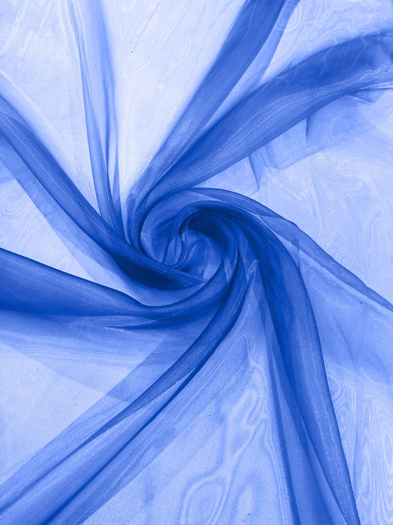 Royal Blue Solid Light Weight, Sheer, See Through Crystal Organza Fabric 60" Wide ByTheYard.
