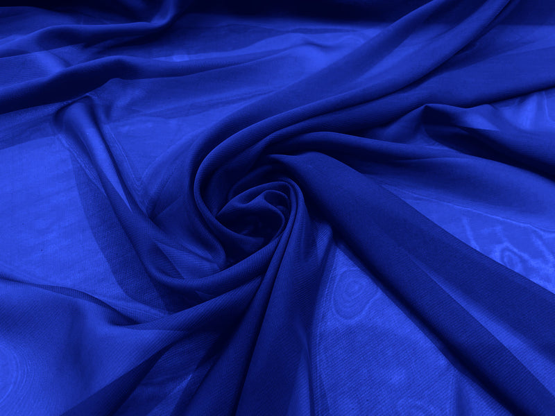 Royal Blue 58" Wide 100% Polyester Soft Light Weight, See Through Chiffon Fabric ByTheYard.