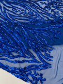 Vine/Root Sequin 4 Way Stretch Mesh Fabric, by The Yard.