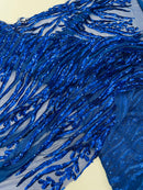 Vine/Root Sequin 4 Way Stretch Mesh Fabric, by The Yard.