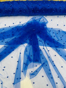 Pearl Glitter Studded Mesh, 2-Way Stretch Shimmer Mesh Fabric, Sold by the yard.