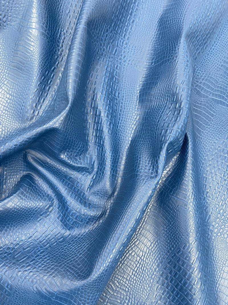 Crocodile Marine Vinyl 2 tone Upholstery, Crocodile Skin Texture Faux Leather PVC Vinyl, 54" Wide.