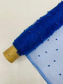 Pearl Glitter Studded Mesh, 2-Way Stretch Shimmer Mesh Fabric, Sold by the yard.