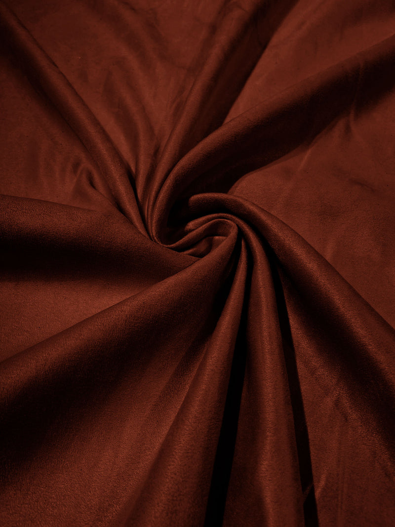 Rust Faux Suede Polyester Fabric | Microsuede | 58" Wide.