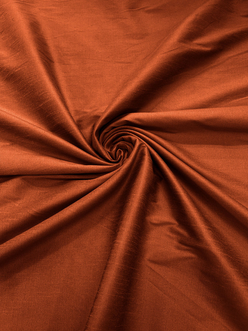 Rust - Polyester Dupioni Faux Silk Fabric/ 55” Wide/Wedding Fabric/Home Decor.
