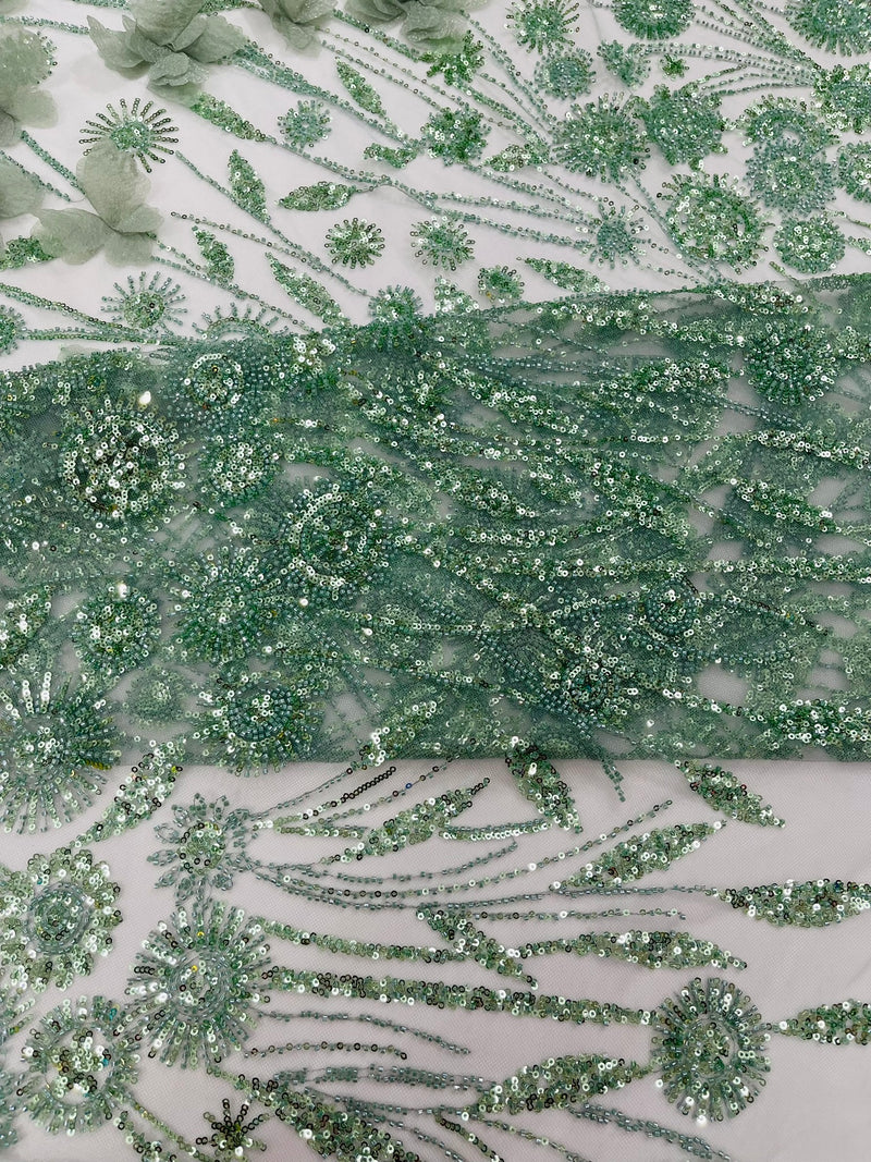 Luxury 3D Floral/Butterfly Beaded lace, by The Yard.