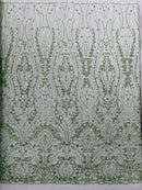Modern Luxury Beaded Fabric Embroidered on a Mesh Lace, Sold by The Yard.