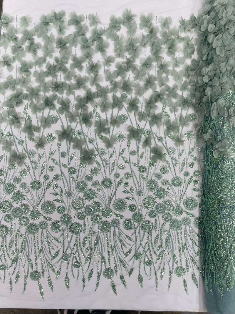 Luxury 3D Floral/Butterfly Beaded lace, by The Yard.