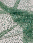 Sparkling Glitter Beads Sequin Fabric, Wave Design, Fabric Embroidered on a Mesh Lace Wedding Bridal Dress.